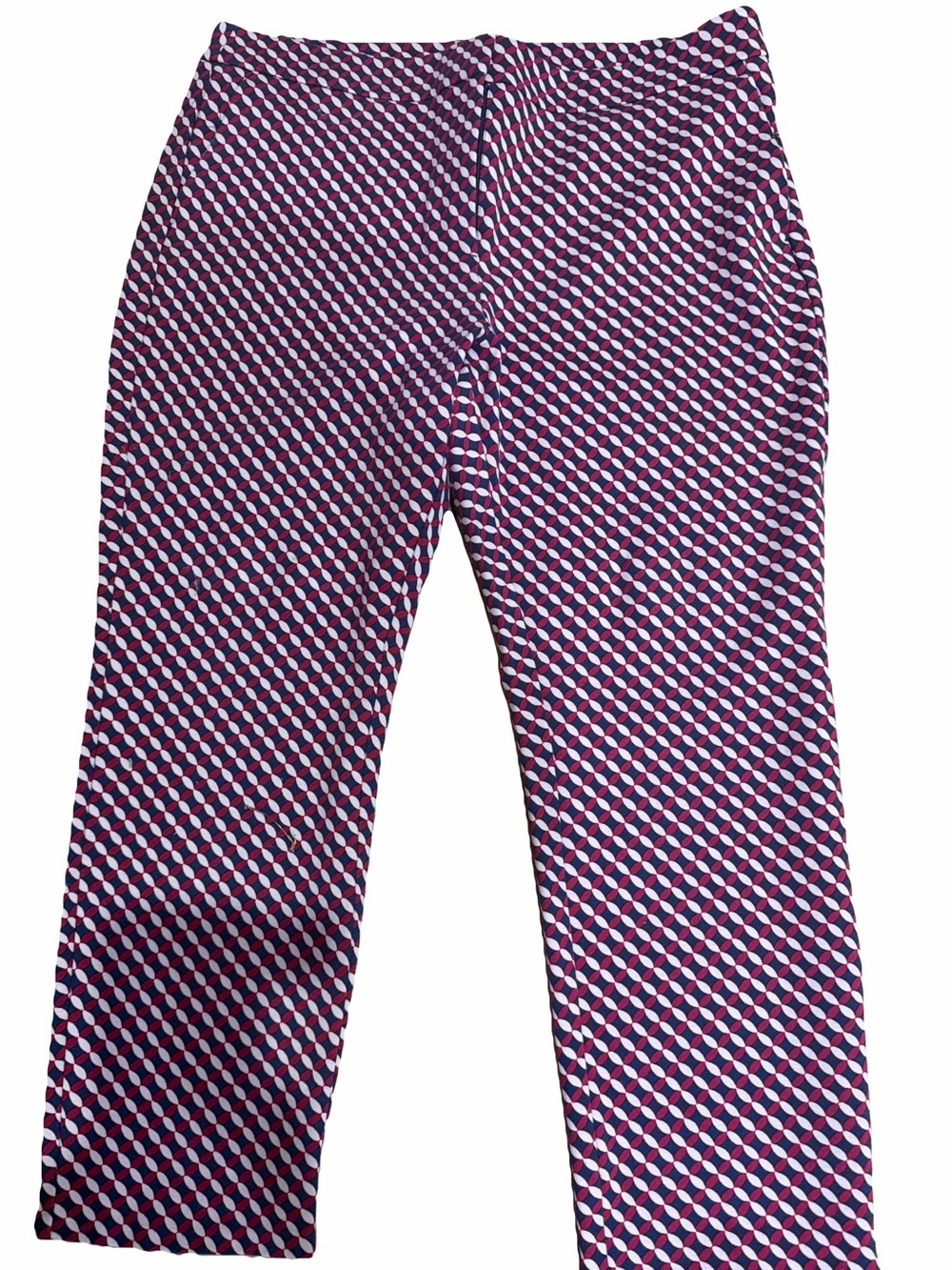 EUC Women’s Boden 14 Geometric Stretch Ankle Straight legged pants NAVY Business